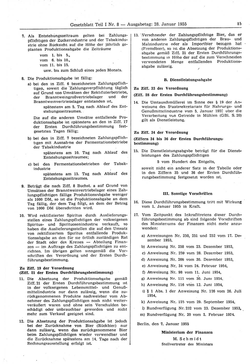 Gesetzblatt (GBl.) der Deutschen Demokratischen Republik (DDR) Teil Ⅰ 1955, Seite 45 (GBl. DDR Ⅰ 1955, S. 45)