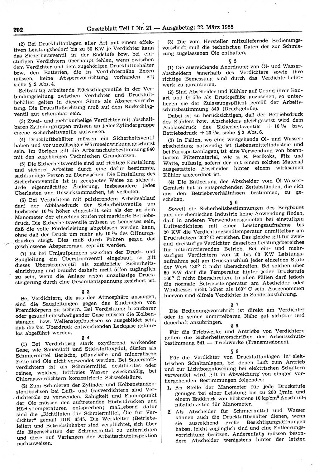 Gesetzblatt (GBl.) der Deutschen Demokratischen Republik (DDR) Teil Ⅰ 1955, Seite 202 (GBl. DDR Ⅰ 1955, S. 202)