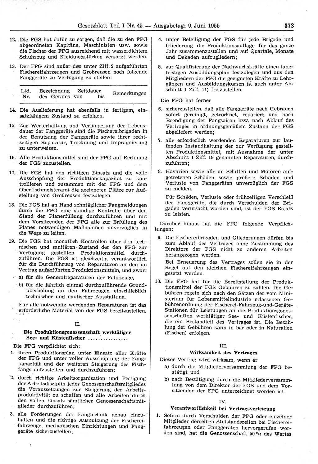Gesetzblatt (GBl.) der Deutschen Demokratischen Republik (DDR) Teil Ⅰ 1955, Seite 373 (GBl. DDR Ⅰ 1955, S. 373)