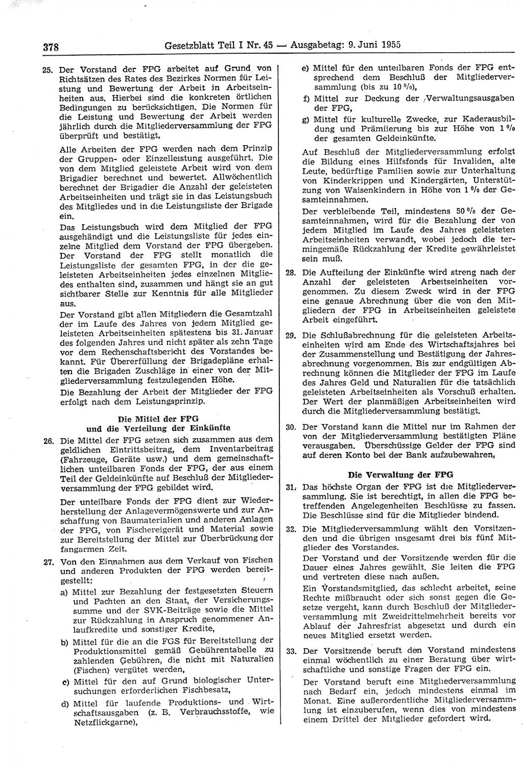 Gesetzblatt (GBl.) der Deutschen Demokratischen Republik (DDR) Teil Ⅰ 1955, Seite 378 (GBl. DDR Ⅰ 1955, S. 378)