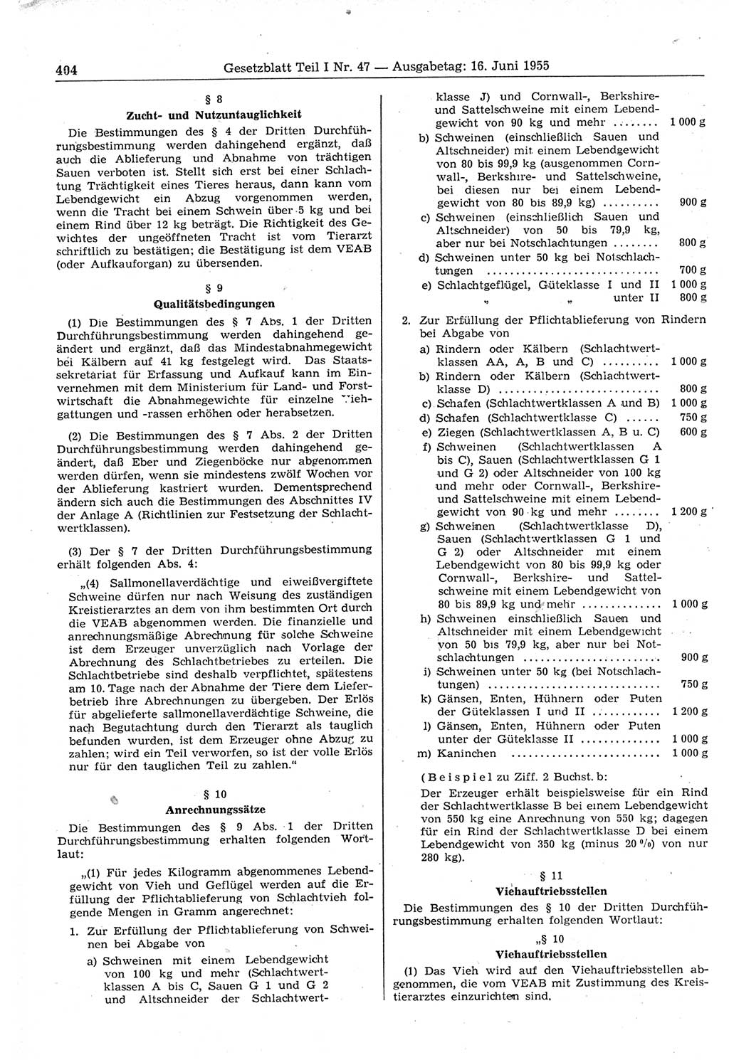 Gesetzblatt (GBl.) der Deutschen Demokratischen Republik (DDR) Teil Ⅰ 1955, Seite 404 (GBl. DDR Ⅰ 1955, S. 404)