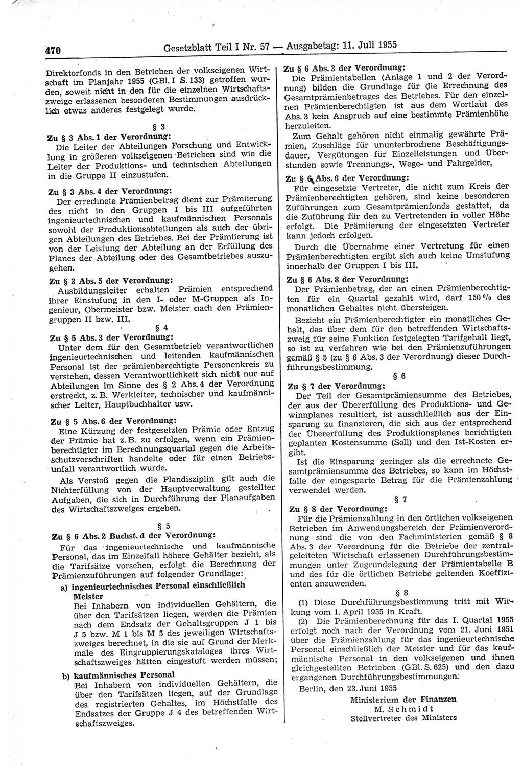 Gesetzblatt (GBl.) der Deutschen Demokratischen Republik (DDR) Teil Ⅰ 1955, Seite 470 (GBl. DDR Ⅰ 1955, S. 470)