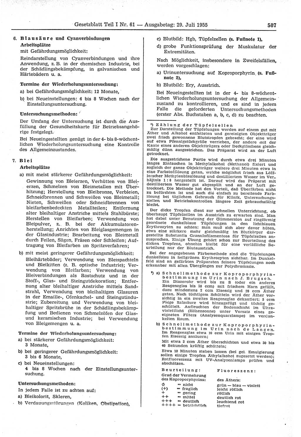 Gesetzblatt (GBl.) der Deutschen Demokratischen Republik (DDR) Teil Ⅰ 1955, Seite 507 (GBl. DDR Ⅰ 1955, S. 507)