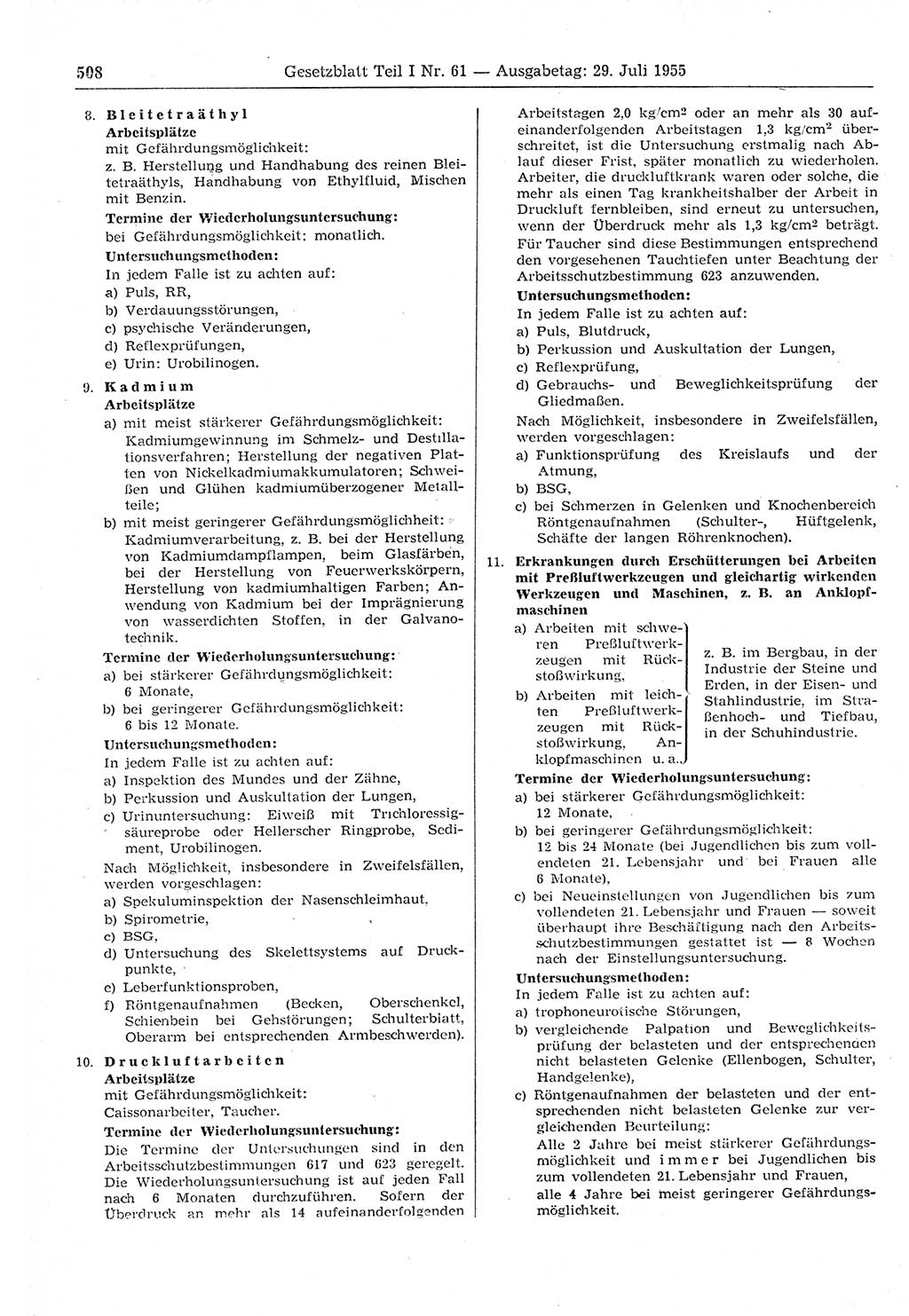 Gesetzblatt (GBl.) der Deutschen Demokratischen Republik (DDR) Teil Ⅰ 1955, Seite 508 (GBl. DDR Ⅰ 1955, S. 508)