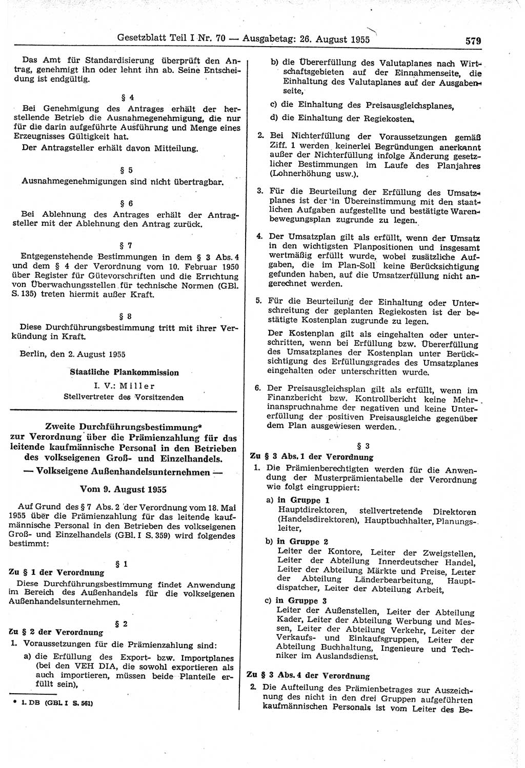 Gesetzblatt (GBl.) der Deutschen Demokratischen Republik (DDR) Teil Ⅰ 1955, Seite 579 (GBl. DDR Ⅰ 1955, S. 579)
