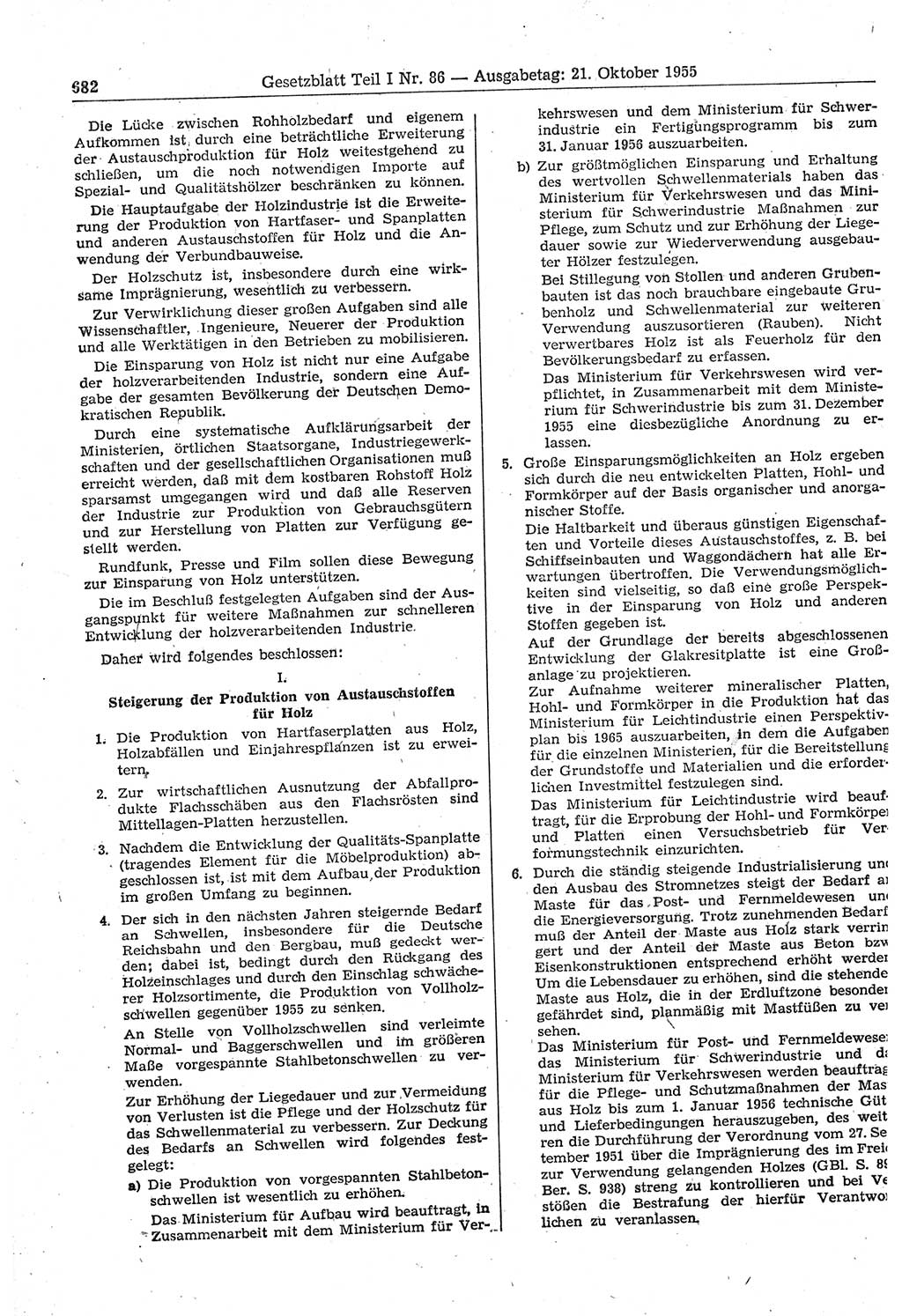 Gesetzblatt (GBl.) der Deutschen Demokratischen Republik (DDR) Teil Ⅰ 1955, Seite 682 (GBl. DDR Ⅰ 1955, S. 682)