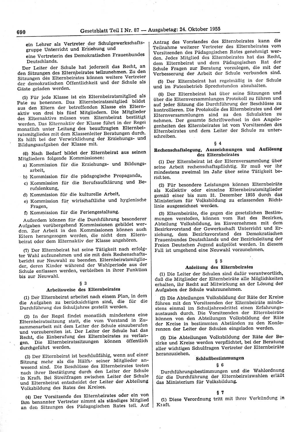 Gesetzblatt (GBl.) der Deutschen Demokratischen Republik (DDR) Teil Ⅰ 1955, Seite 690 (GBl. DDR Ⅰ 1955, S. 690)