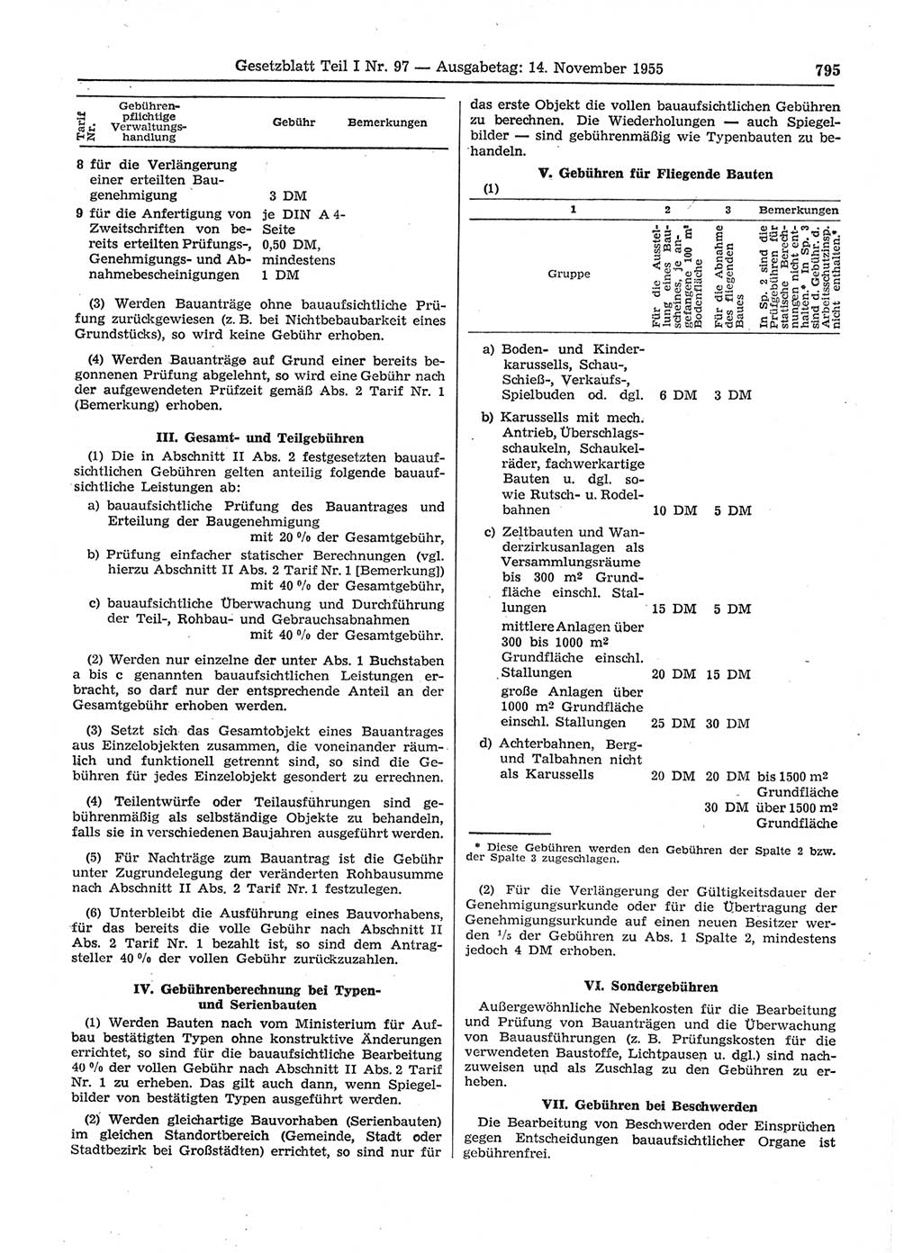 Gesetzblatt (GBl.) der Deutschen Demokratischen Republik (DDR) Teil Ⅰ 1955, Seite 795 (GBl. DDR Ⅰ 1955, S. 795)