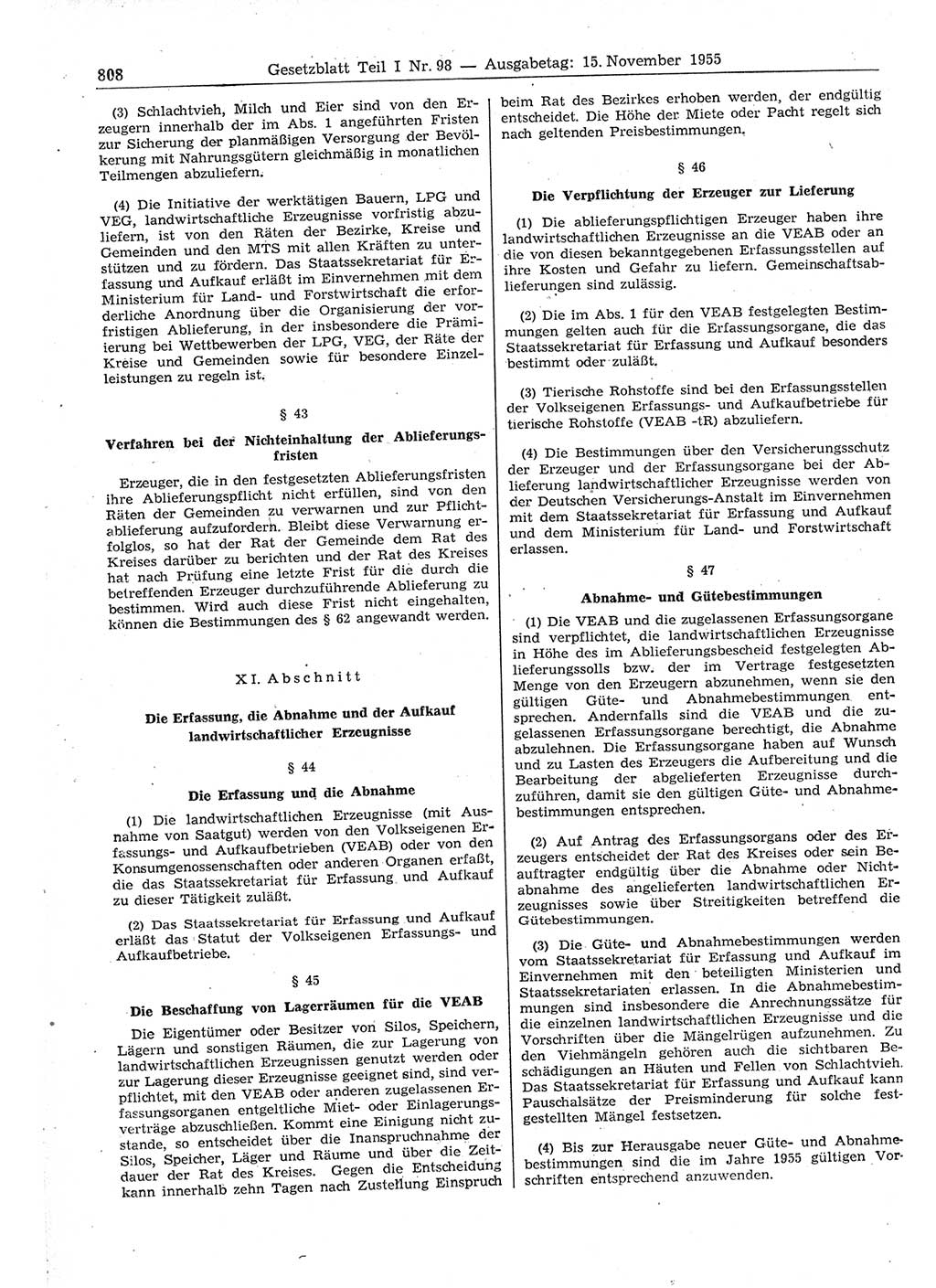 Gesetzblatt (GBl.) der Deutschen Demokratischen Republik (DDR) Teil Ⅰ 1955, Seite 808 (GBl. DDR Ⅰ 1955, S. 808)