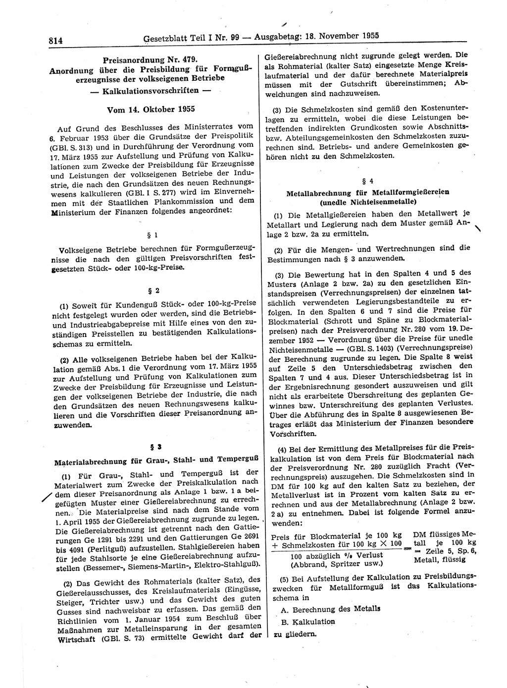 Gesetzblatt (GBl.) der Deutschen Demokratischen Republik (DDR) Teil Ⅰ 1955, Seite 814 (GBl. DDR Ⅰ 1955, S. 814)