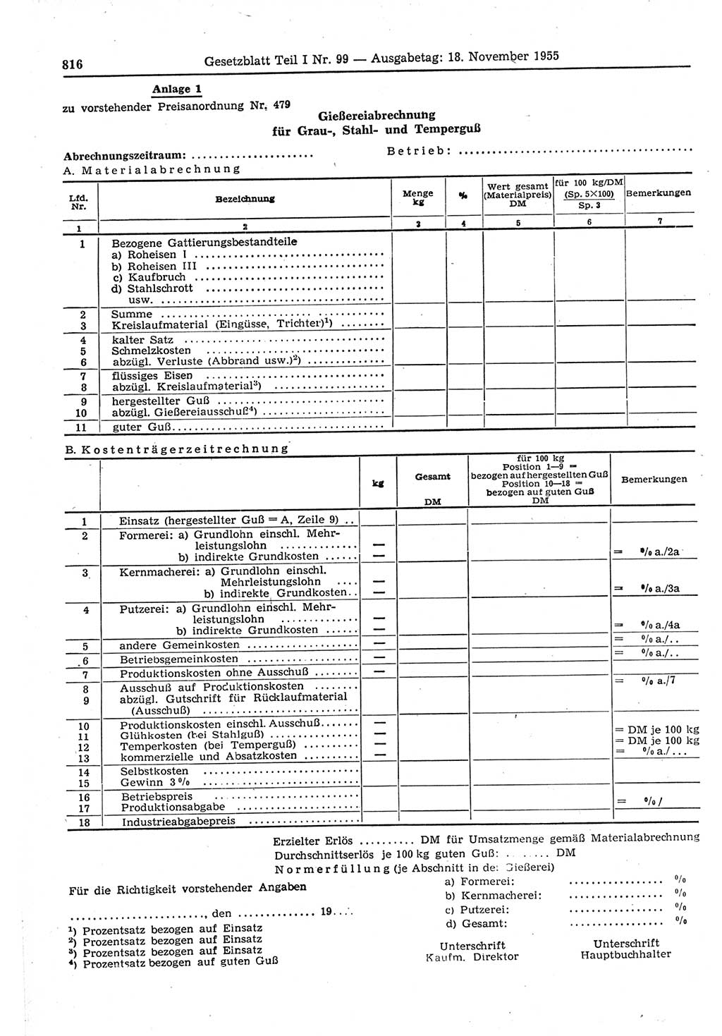 Gesetzblatt (GBl.) der Deutschen Demokratischen Republik (DDR) Teil Ⅰ 1955, Seite 816 (GBl. DDR Ⅰ 1955, S. 816)