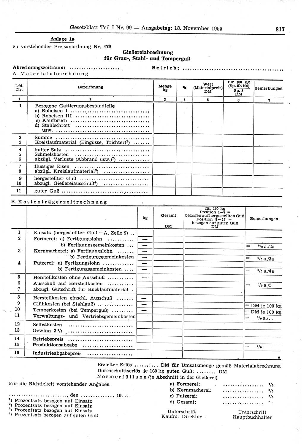 Gesetzblatt (GBl.) der Deutschen Demokratischen Republik (DDR) Teil Ⅰ 1955, Seite 817 (GBl. DDR Ⅰ 1955, S. 817)