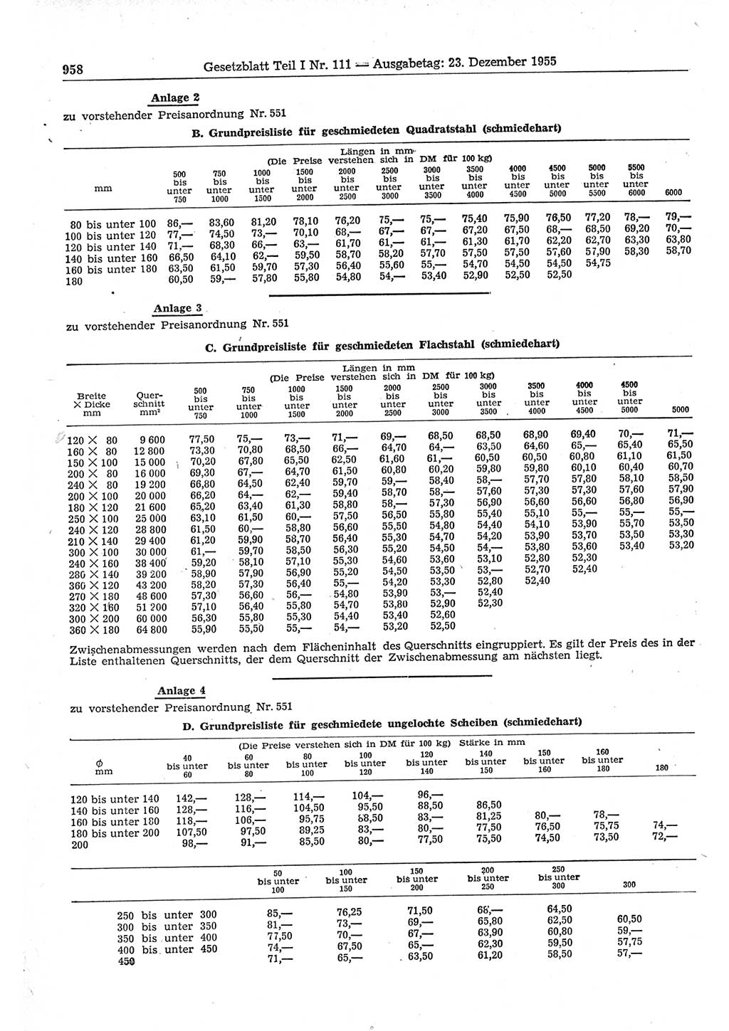 Gesetzblatt (GBl.) der Deutschen Demokratischen Republik (DDR) Teil Ⅰ 1955, Seite 958 (GBl. DDR Ⅰ 1955, S. 958)