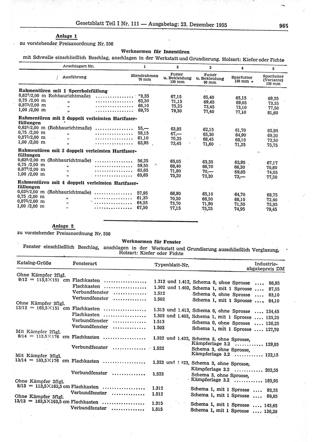 Gesetzblatt (GBl.) der Deutschen Demokratischen Republik (DDR) Teil Ⅰ 1955, Seite 965 (GBl. DDR Ⅰ 1955, S. 965)