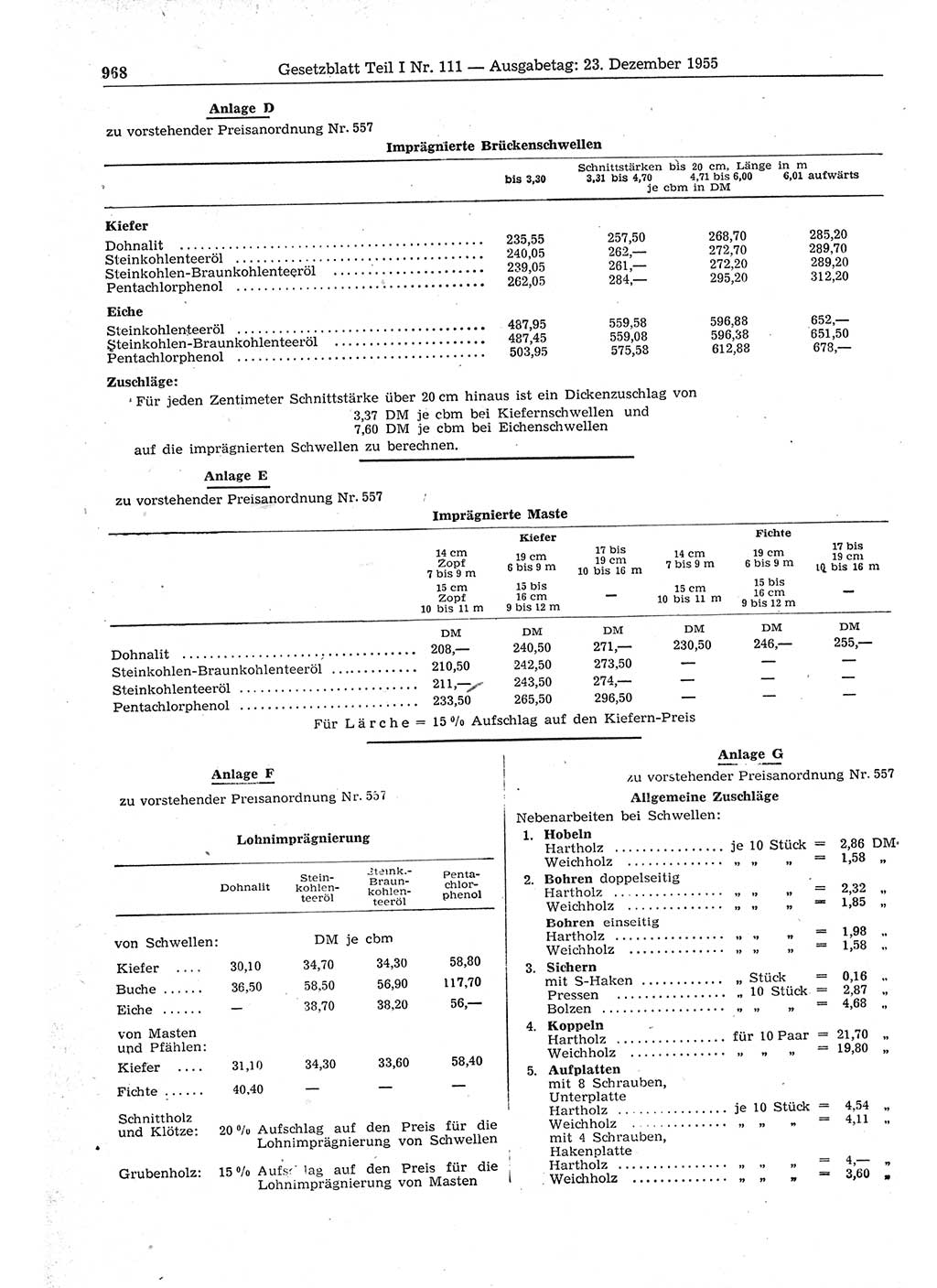 Gesetzblatt (GBl.) der Deutschen Demokratischen Republik (DDR) Teil Ⅰ 1955, Seite 968 (GBl. DDR Ⅰ 1955, S. 968)
