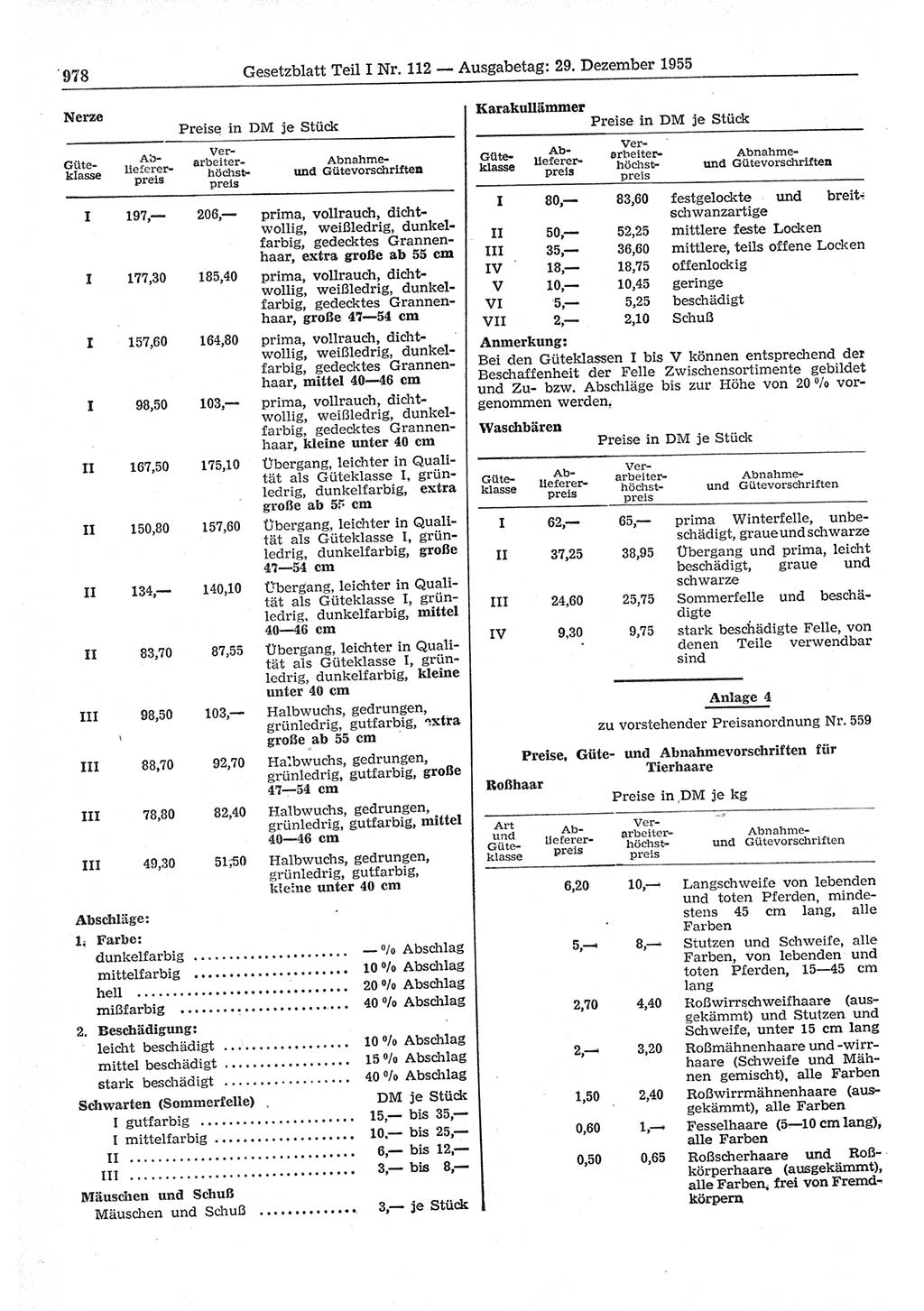 Gesetzblatt (GBl.) der Deutschen Demokratischen Republik (DDR) Teil Ⅰ 1955, Seite 978 (GBl. DDR Ⅰ 1955, S. 978)