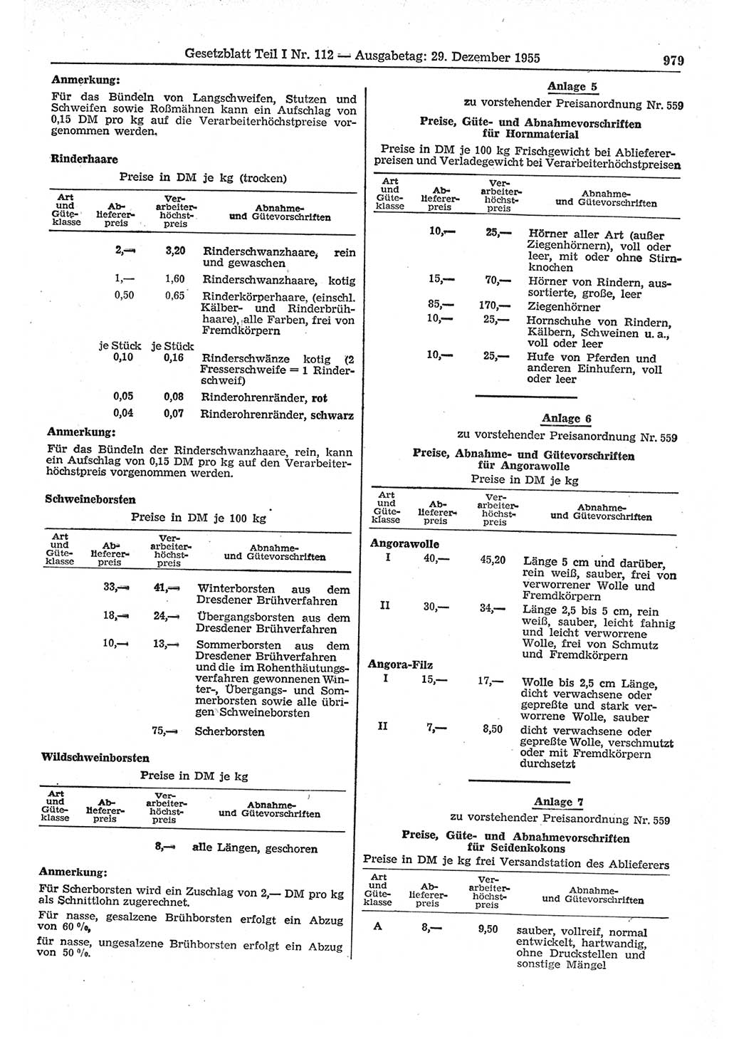 Gesetzblatt (GBl.) der Deutschen Demokratischen Republik (DDR) Teil Ⅰ 1955, Seite 979 (GBl. DDR Ⅰ 1955, S. 979)