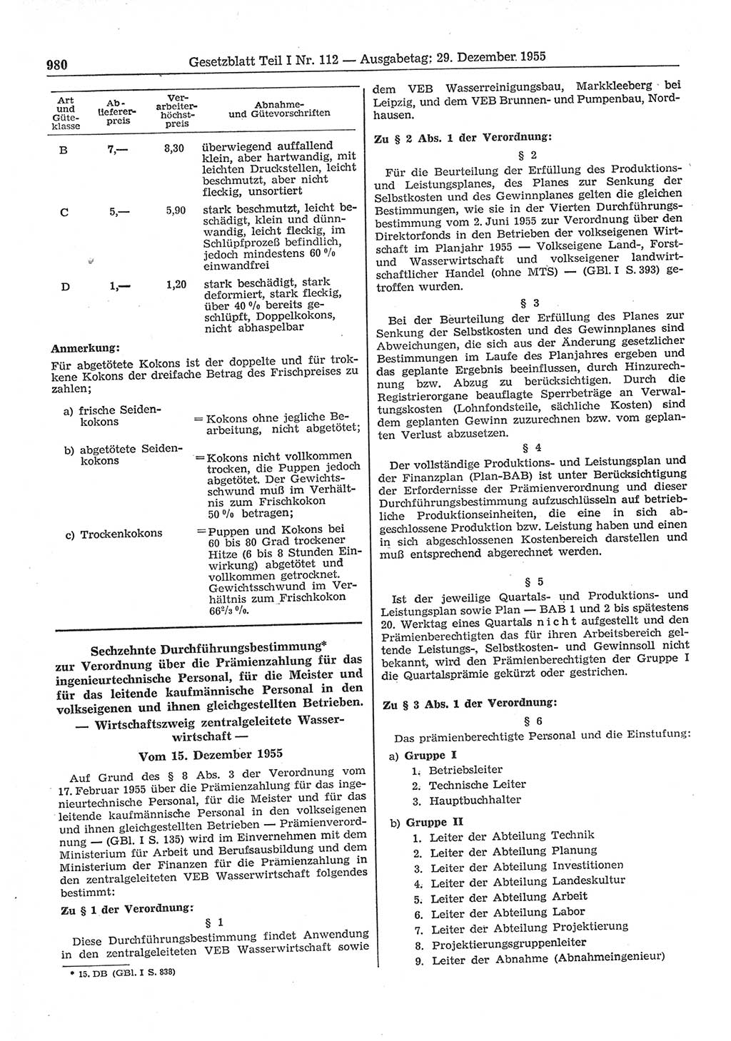 Gesetzblatt (GBl.) der Deutschen Demokratischen Republik (DDR) Teil Ⅰ 1955, Seite 980 (GBl. DDR Ⅰ 1955, S. 980)
