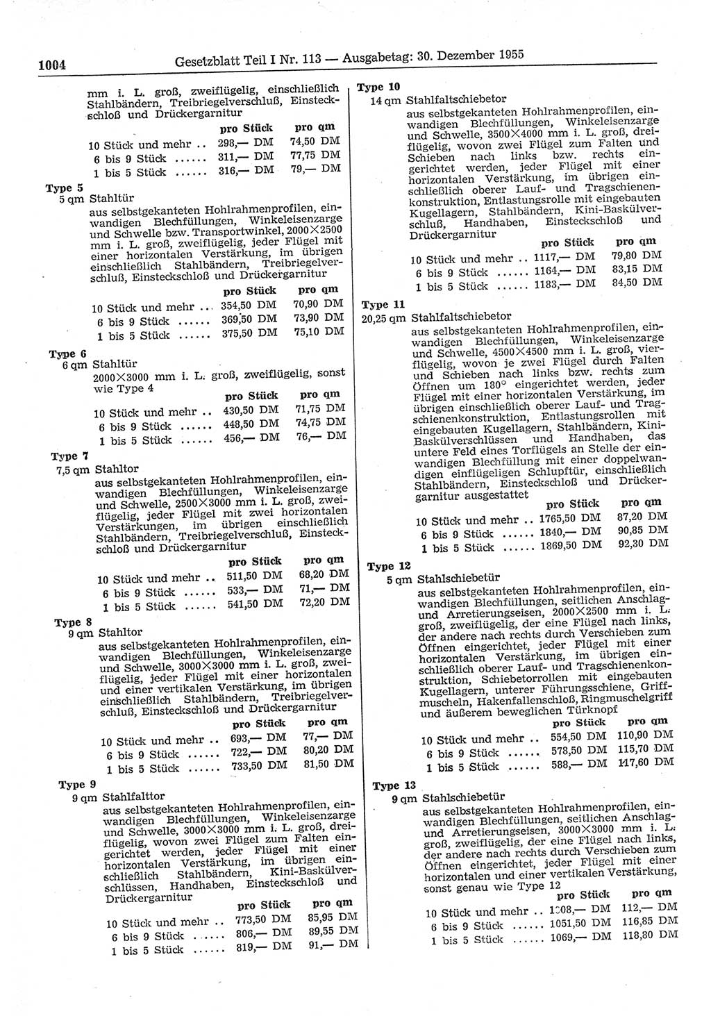 Gesetzblatt (GBl.) der Deutschen Demokratischen Republik (DDR) Teil Ⅰ 1955, Seite 1004 (GBl. DDR Ⅰ 1955, S. 1004)