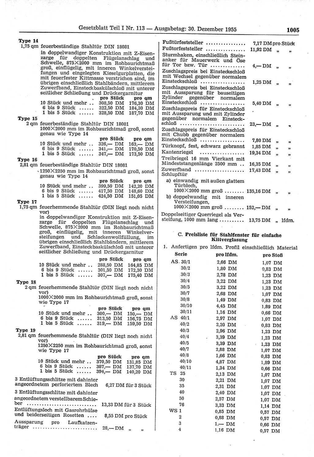 Gesetzblatt (GBl.) der Deutschen Demokratischen Republik (DDR) Teil Ⅰ 1955, Seite 1005 (GBl. DDR Ⅰ 1955, S. 1005)