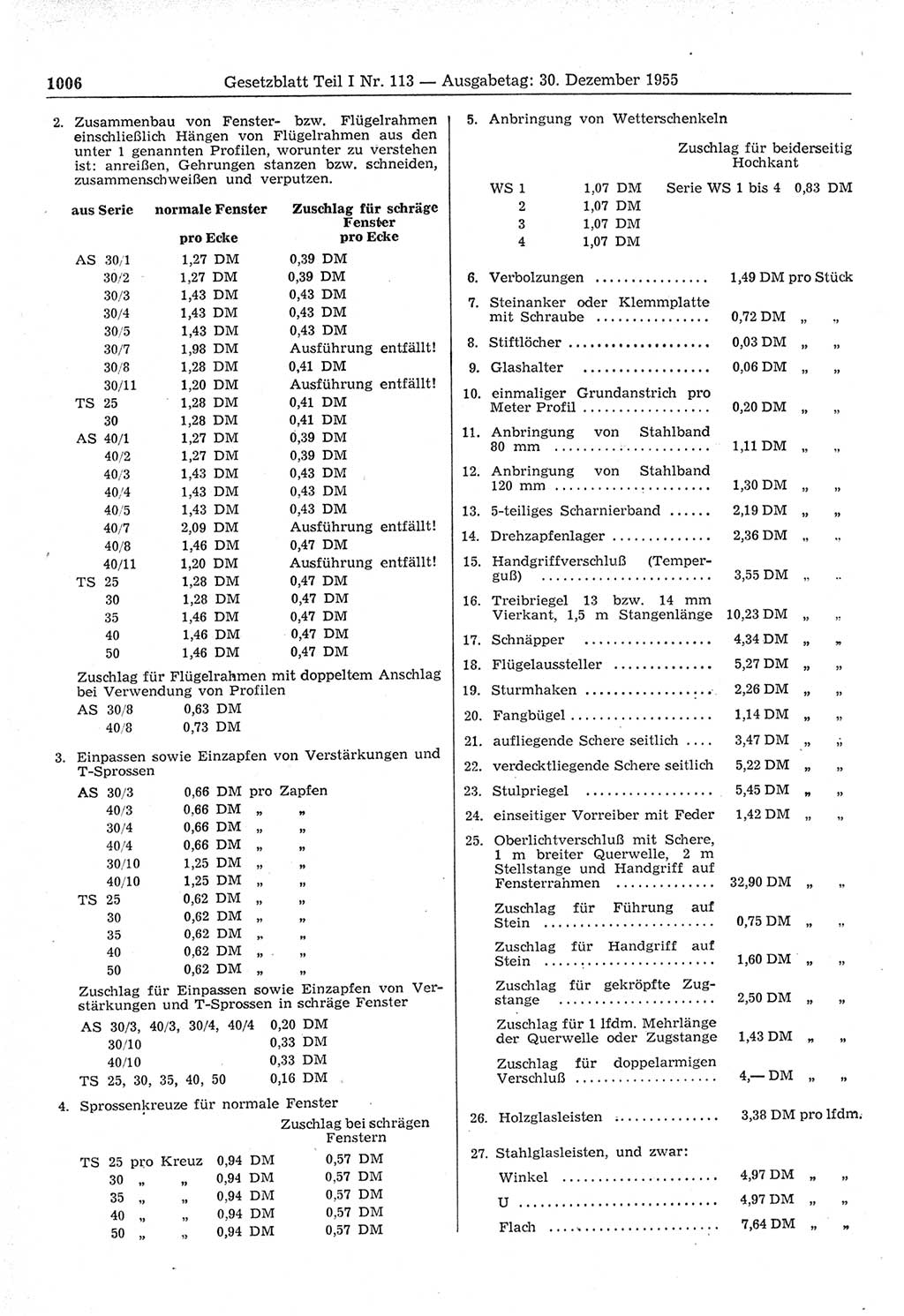 Gesetzblatt (GBl.) der Deutschen Demokratischen Republik (DDR) Teil Ⅰ 1955, Seite 1006 (GBl. DDR Ⅰ 1955, S. 1006)