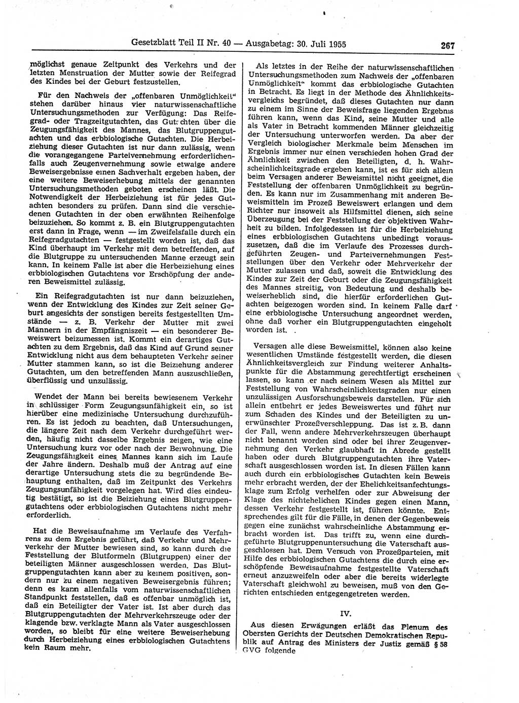 Gesetzblatt (GBl.) der Deutschen Demokratischen Republik (DDR) Teil ⅠⅠ 1955, Seite 267 (GBl. DDR ⅠⅠ 1955, S. 267)
