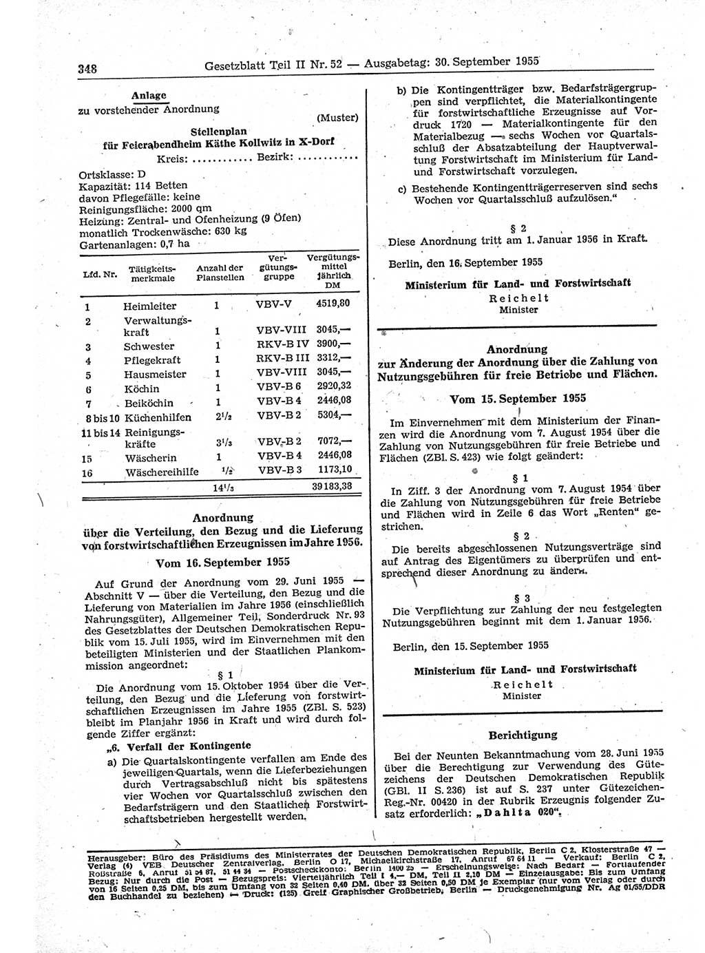 Gesetzblatt (GBl.) der Deutschen Demokratischen Republik (DDR) Teil ⅠⅠ 1955, Seite 348 (GBl. DDR ⅠⅠ 1955, S. 348)
