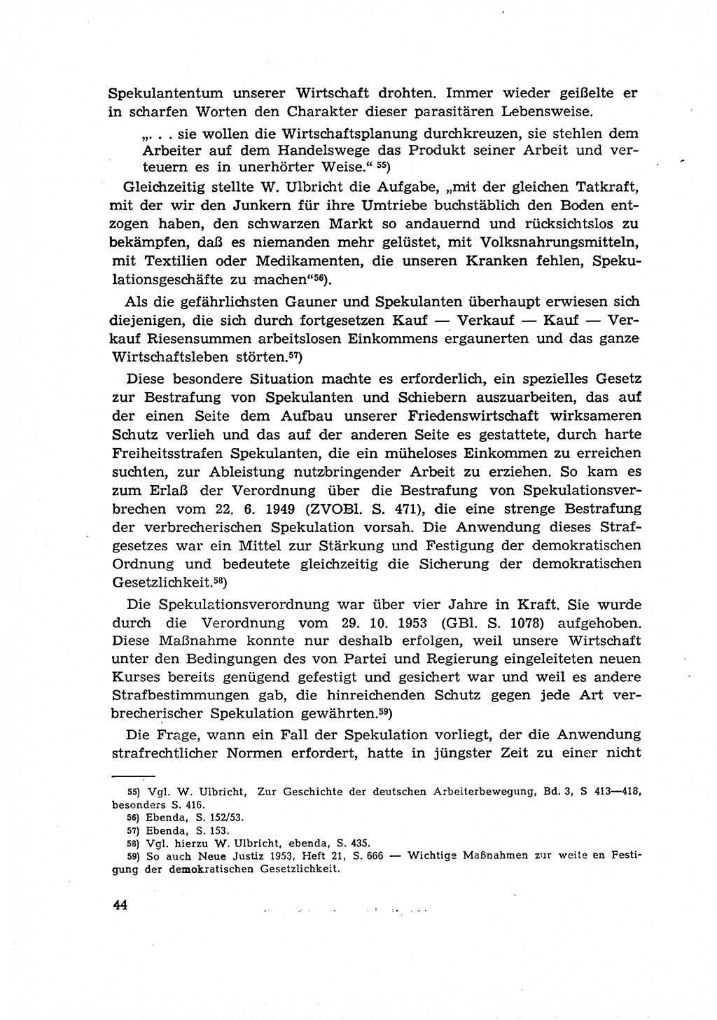 Materialien zum Strafrecht, Besonderer Teil [Deutsche Demokratische Republik (DDR)] 1955, Seite 44 (Mat. Strafr. BT DDR 1955, S. 44)