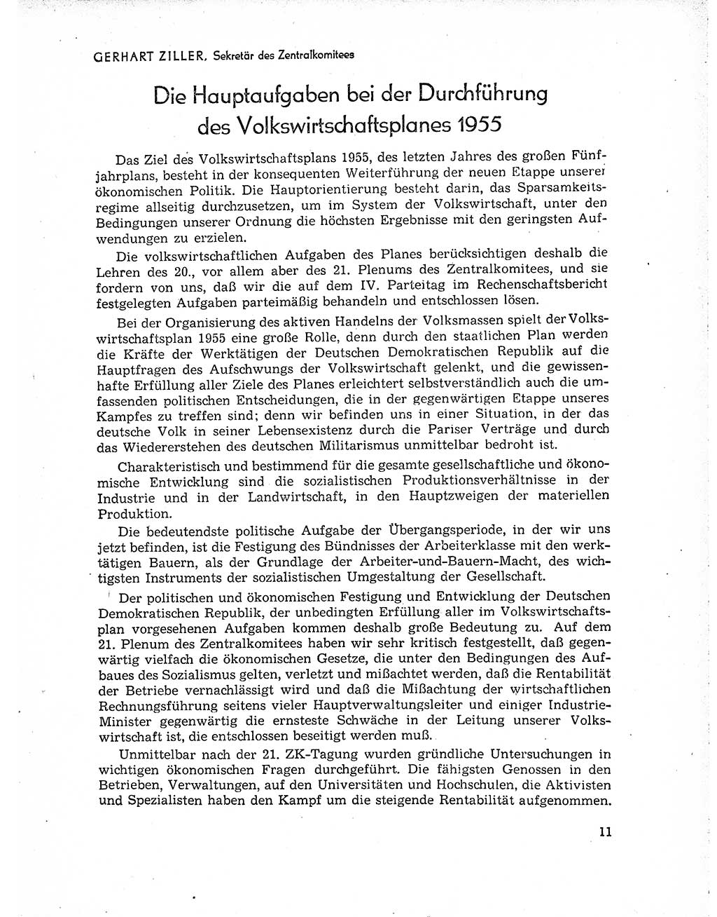 Neuer Weg (NW), Organ des Zentralkomitees (ZK) der SED (Sozialistische Einheitspartei Deutschlands) fÃ¼r Fragen des Parteiaufbaus und des Parteilebens, 10. Jahrgang [Deutsche Demokratische Republik (DDR)] 1955, Seite 11 (NW ZK SED DDR 1955, S. 11)