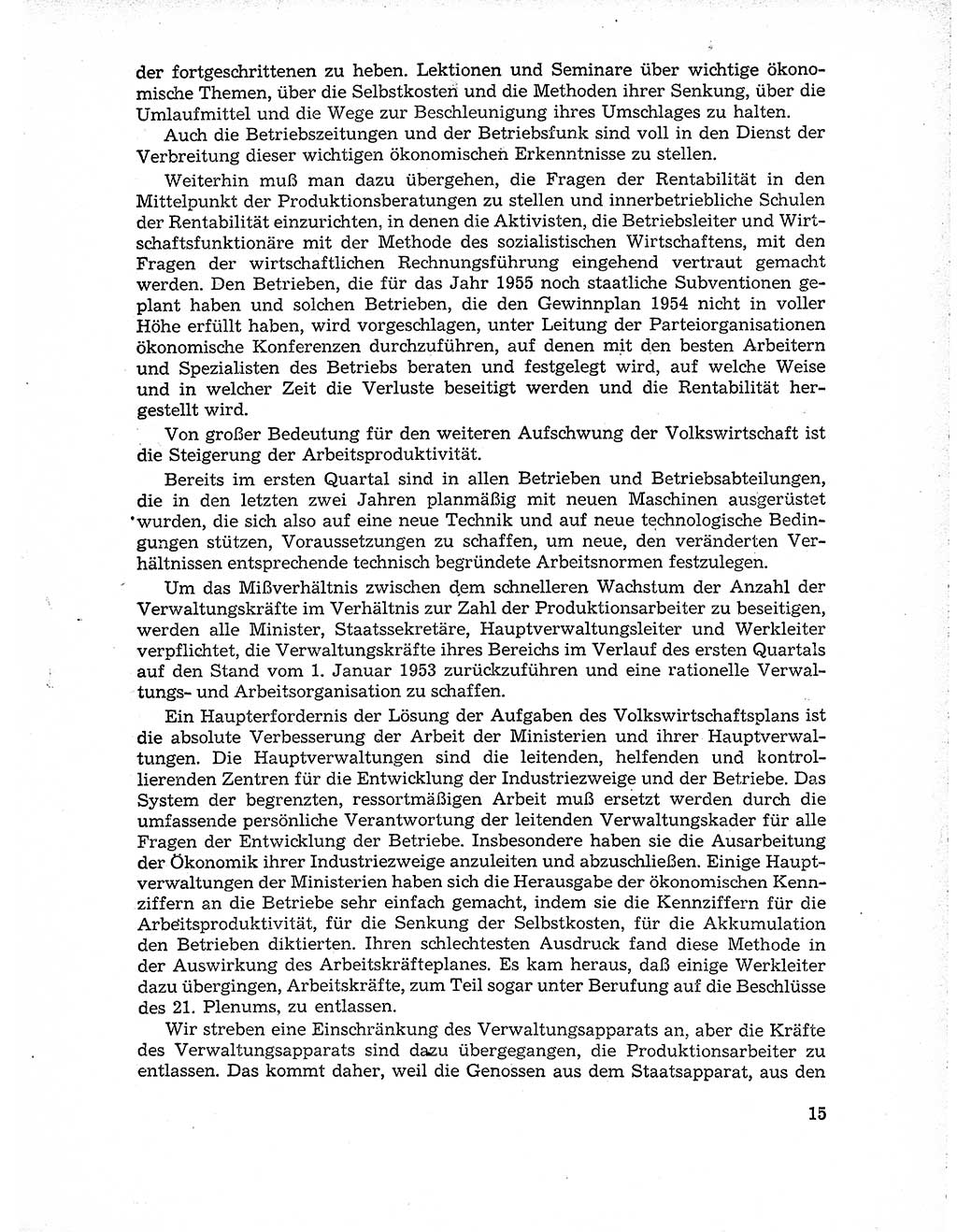 Neuer Weg (NW), Organ des Zentralkomitees (ZK) der SED (Sozialistische Einheitspartei Deutschlands) für Fragen des Parteiaufbaus und des Parteilebens, 10. Jahrgang [Deutsche Demokratische Republik (DDR)] 1955, Seite 15 (NW ZK SED DDR 1955, S. 15)