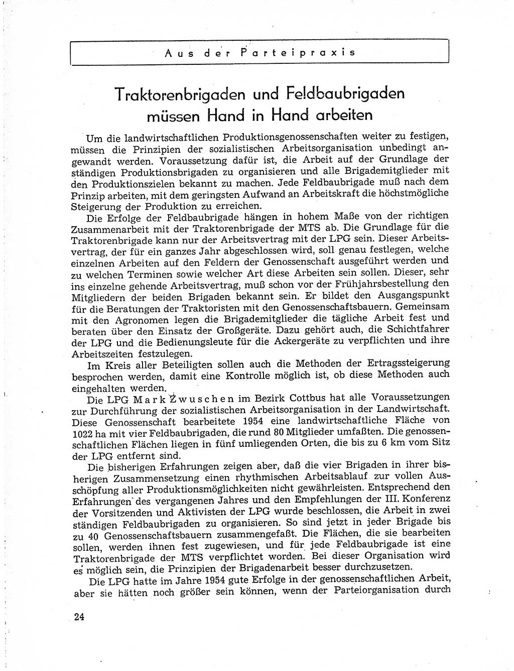 Neuer Weg (NW), Organ des Zentralkomitees (ZK) der SED (Sozialistische Einheitspartei Deutschlands) für Fragen des Parteiaufbaus und des Parteilebens, 10. Jahrgang [Deutsche Demokratische Republik (DDR)] 1955, Seite 24 (NW ZK SED DDR 1955, S. 24)