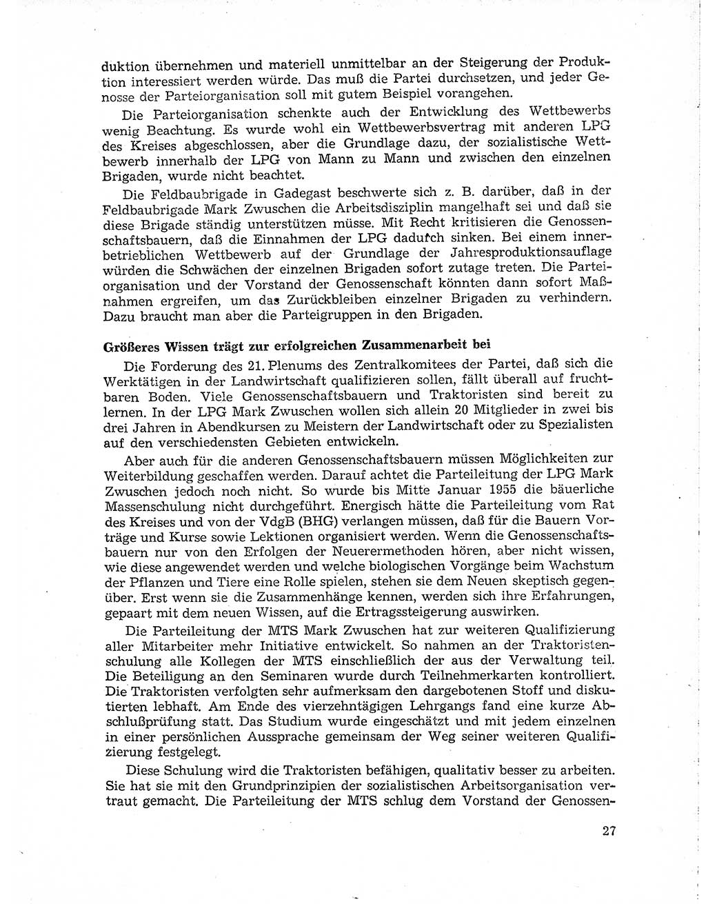 Neuer Weg (NW), Organ des Zentralkomitees (ZK) der SED (Sozialistische Einheitspartei Deutschlands) für Fragen des Parteiaufbaus und des Parteilebens, 10. Jahrgang [Deutsche Demokratische Republik (DDR)] 1955, Seite 27 (NW ZK SED DDR 1955, S. 27)