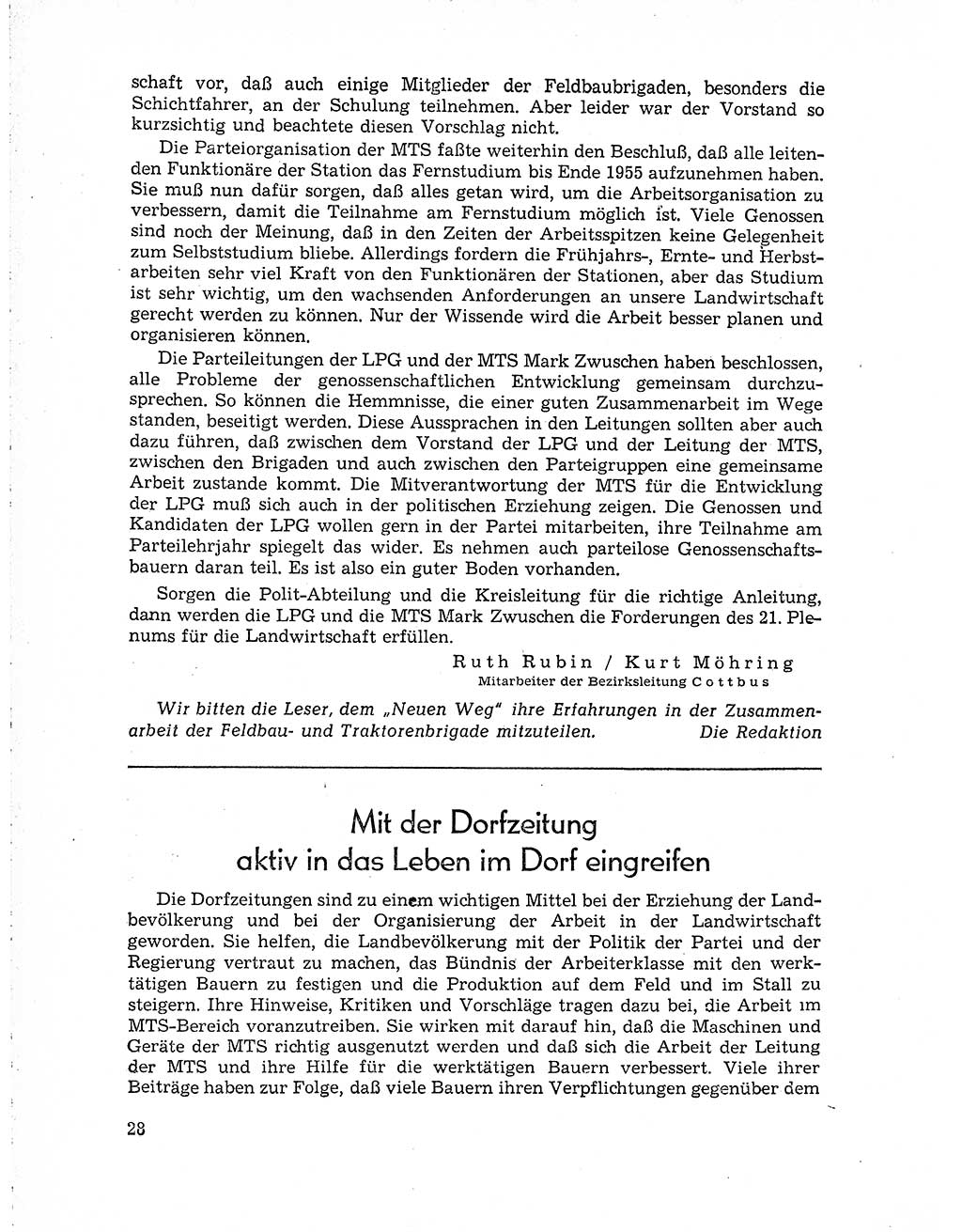Neuer Weg (NW), Organ des Zentralkomitees (ZK) der SED (Sozialistische Einheitspartei Deutschlands) für Fragen des Parteiaufbaus und des Parteilebens, 10. Jahrgang [Deutsche Demokratische Republik (DDR)] 1955, Seite 28 (NW ZK SED DDR 1955, S. 28)