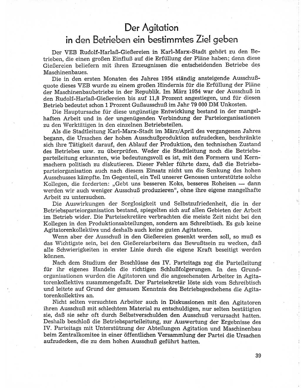 Neuer Weg (NW), Organ des Zentralkomitees (ZK) der SED (Sozialistische Einheitspartei Deutschlands) für Fragen des Parteiaufbaus und des Parteilebens, 10. Jahrgang [Deutsche Demokratische Republik (DDR)] 1955, Seite 39 (NW ZK SED DDR 1955, S. 39)