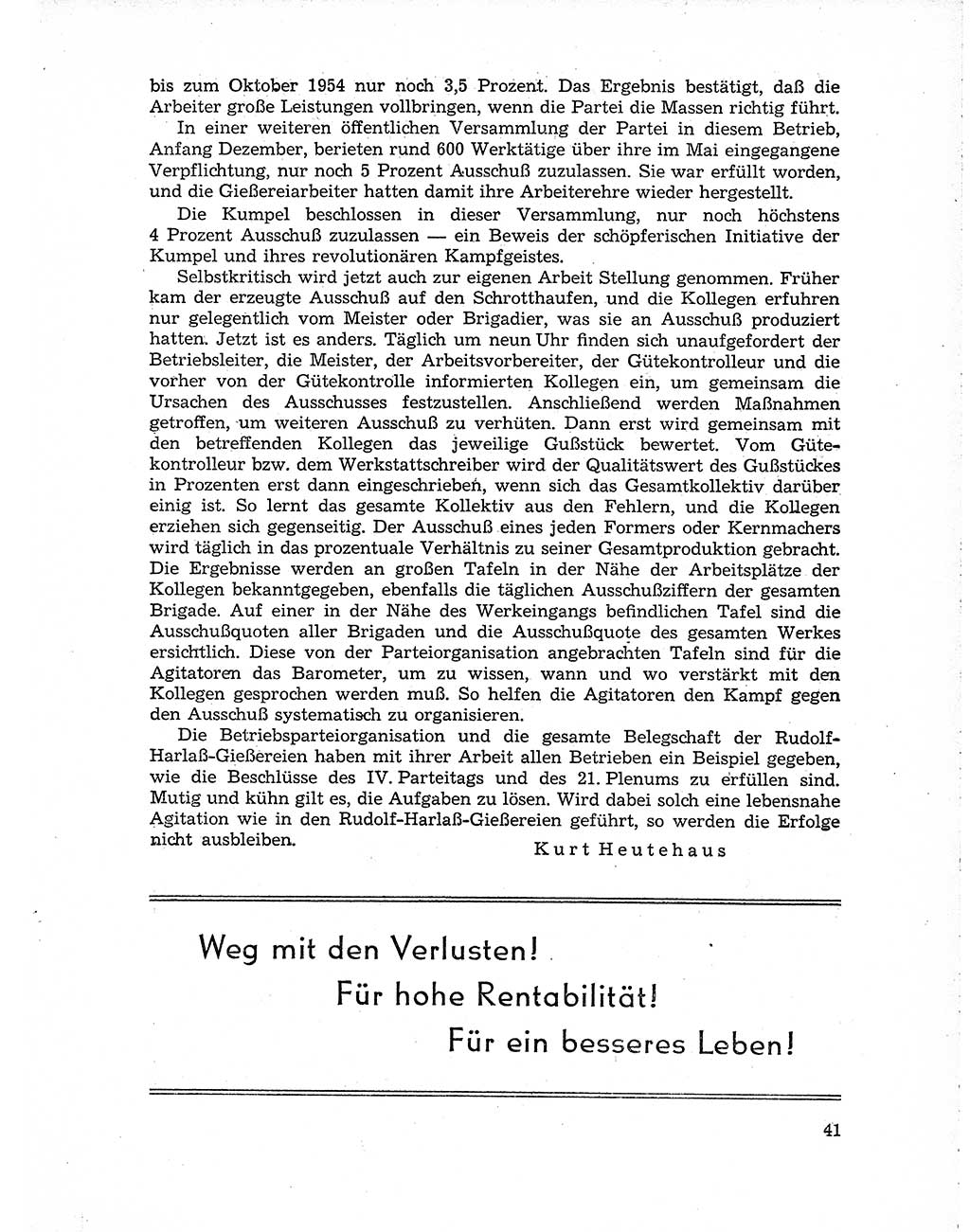 Neuer Weg (NW), Organ des Zentralkomitees (ZK) der SED (Sozialistische Einheitspartei Deutschlands) für Fragen des Parteiaufbaus und des Parteilebens, 10. Jahrgang [Deutsche Demokratische Republik (DDR)] 1955, Seite 41 (NW ZK SED DDR 1955, S. 41)