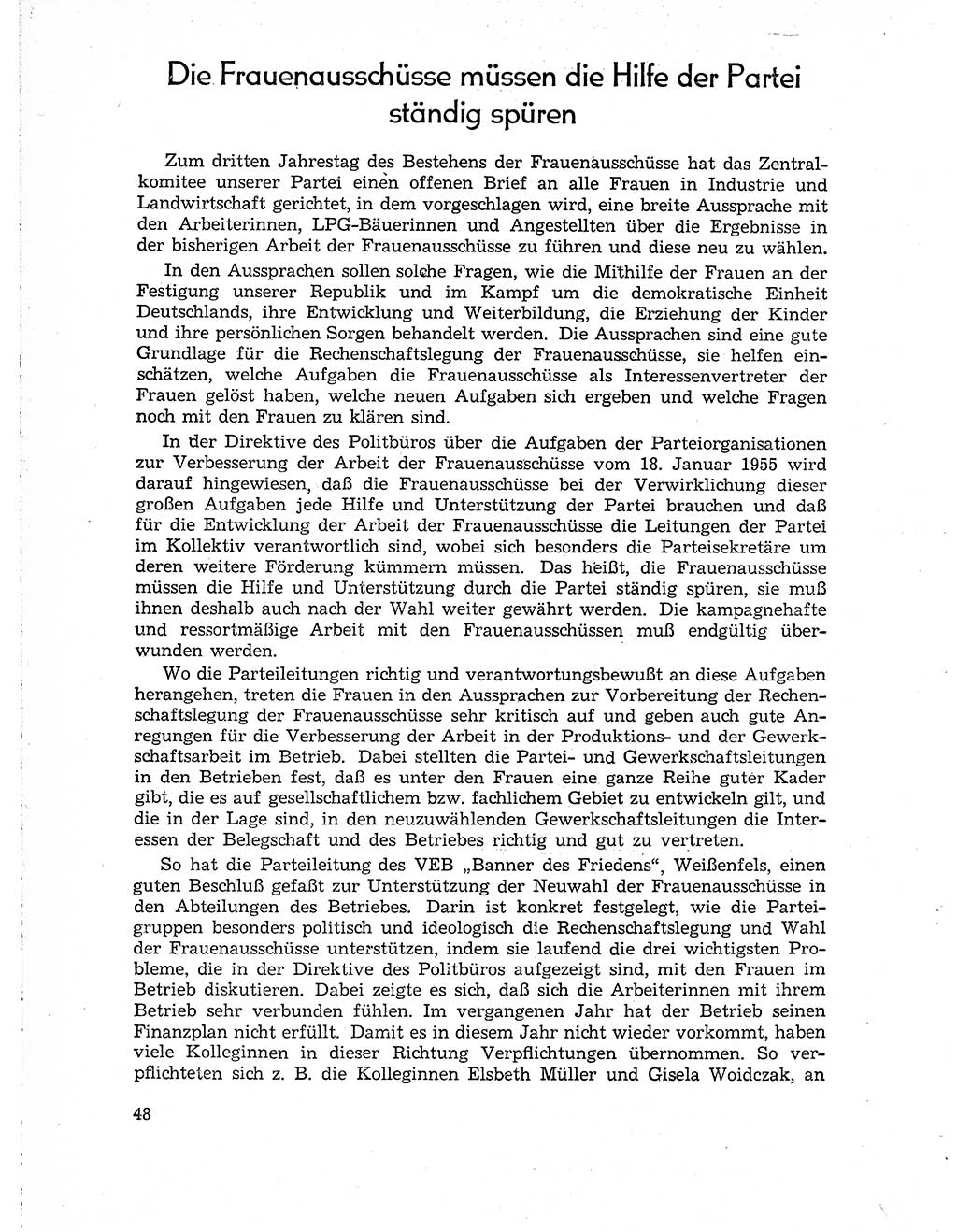 Neuer Weg (NW), Organ des Zentralkomitees (ZK) der SED (Sozialistische Einheitspartei Deutschlands) für Fragen des Parteiaufbaus und des Parteilebens, 10. Jahrgang [Deutsche Demokratische Republik (DDR)] 1955, Seite 48 (NW ZK SED DDR 1955, S. 48)