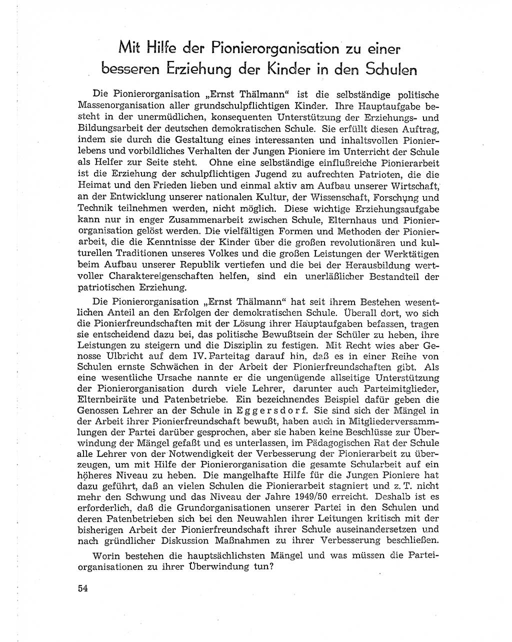 Neuer Weg (NW), Organ des Zentralkomitees (ZK) der SED (Sozialistische Einheitspartei Deutschlands) für Fragen des Parteiaufbaus und des Parteilebens, 10. Jahrgang [Deutsche Demokratische Republik (DDR)] 1955, Seite 54 (NW ZK SED DDR 1955, S. 54)