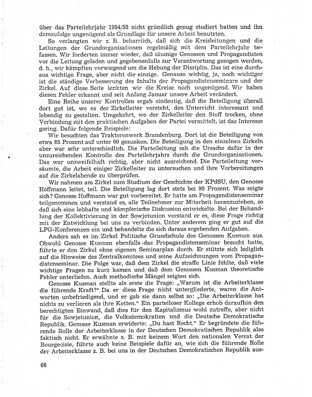 Neuer Weg (NW), Organ des Zentralkomitees (ZK) der SED (Sozialistische Einheitspartei Deutschlands) für Fragen des Parteiaufbaus und des Parteilebens, 10. Jahrgang [Deutsche Demokratische Republik (DDR)] 1955, Seite 66 (NW ZK SED DDR 1955, S. 66)