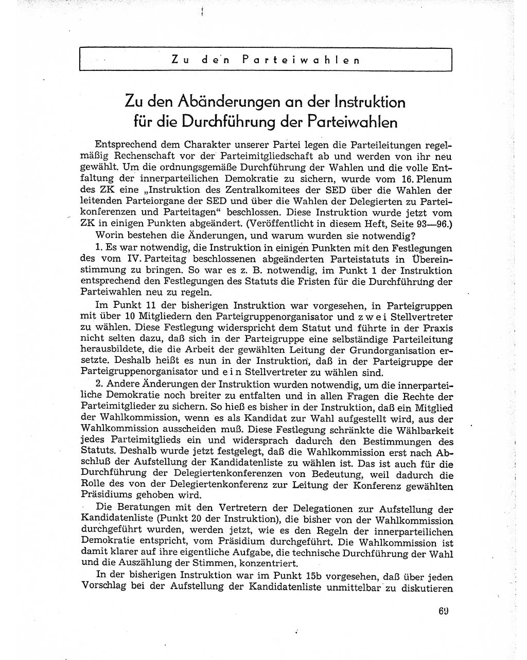 Neuer Weg (NW), Organ des Zentralkomitees (ZK) der SED (Sozialistische Einheitspartei Deutschlands) für Fragen des Parteiaufbaus und des Parteilebens, 10. Jahrgang [Deutsche Demokratische Republik (DDR)] 1955, Seite 69 (NW ZK SED DDR 1955, S. 69)