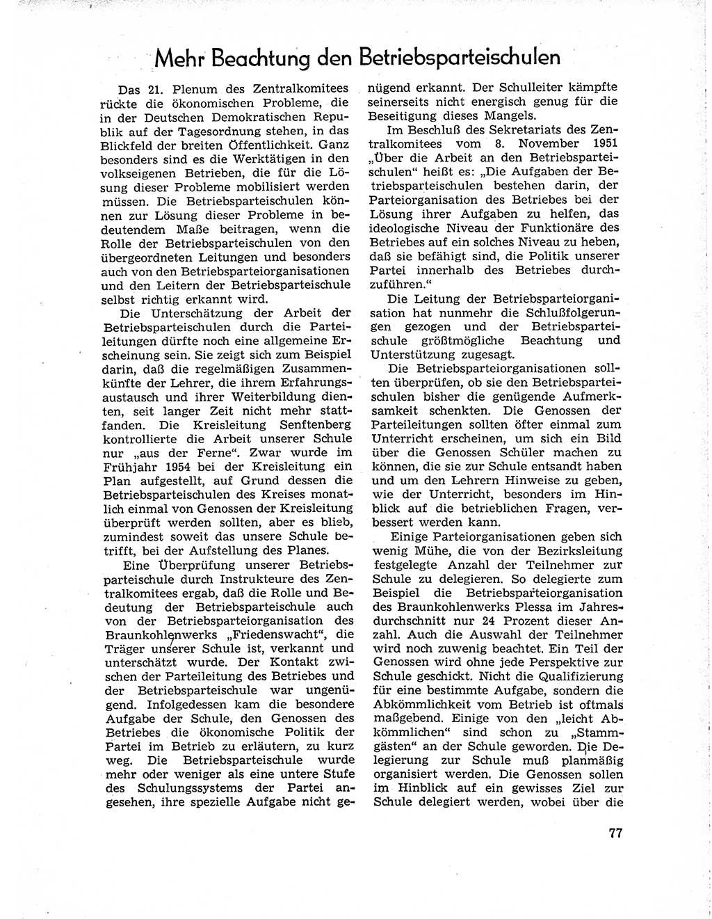 Neuer Weg (NW), Organ des Zentralkomitees (ZK) der SED (Sozialistische Einheitspartei Deutschlands) für Fragen des Parteiaufbaus und des Parteilebens, 10. Jahrgang [Deutsche Demokratische Republik (DDR)] 1955, Seite 77 (NW ZK SED DDR 1955, S. 77)