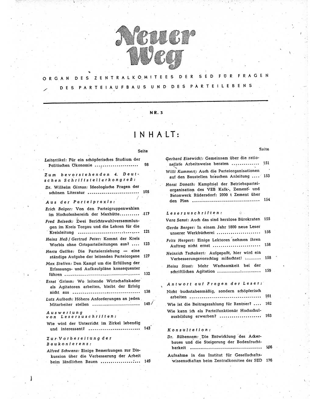 Neuer Weg (NW), Organ des Zentralkomitees (ZK) der SED (Sozialistische Einheitspartei Deutschlands) für Fragen des Parteiaufbaus und des Parteilebens, 10. Jahrgang [Deutsche Demokratische Republik (DDR)] 1955, Seite 97 (NW ZK SED DDR 1955, S. 97)