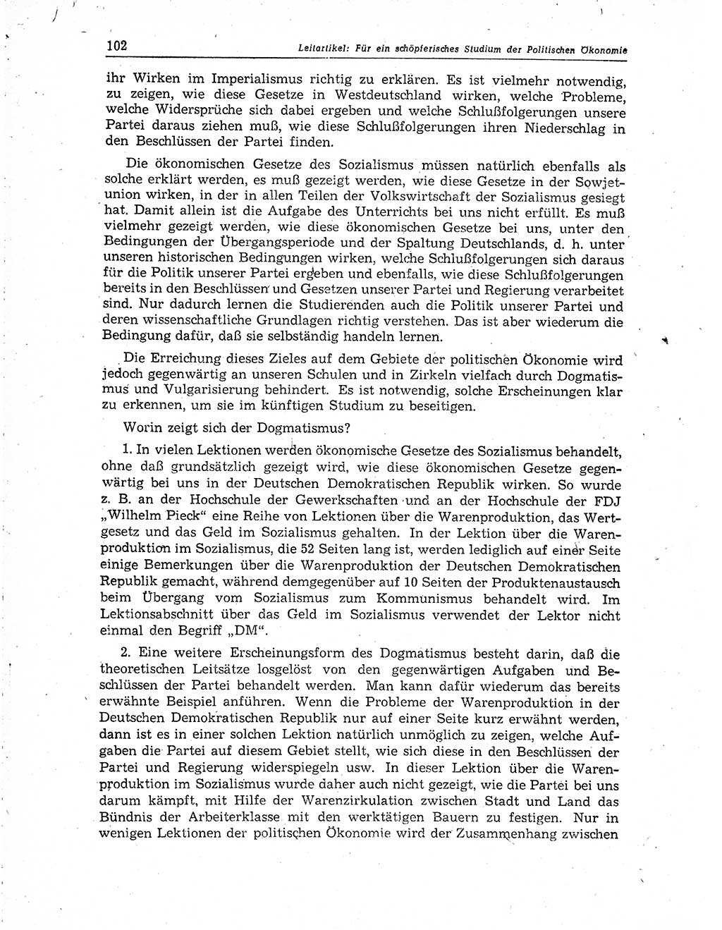 Neuer Weg (NW), Organ des Zentralkomitees (ZK) der SED (Sozialistische Einheitspartei Deutschlands) für Fragen des Parteiaufbaus und des Parteilebens, 10. Jahrgang [Deutsche Demokratische Republik (DDR)] 1955, Seite 102 (NW ZK SED DDR 1955, S. 102)