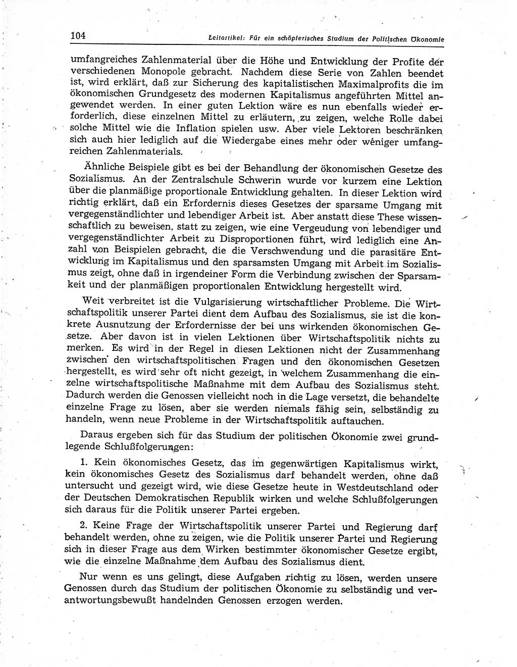 Neuer Weg (NW), Organ des Zentralkomitees (ZK) der SED (Sozialistische Einheitspartei Deutschlands) für Fragen des Parteiaufbaus und des Parteilebens, 10. Jahrgang [Deutsche Demokratische Republik (DDR)] 1955, Seite 104 (NW ZK SED DDR 1955, S. 104)