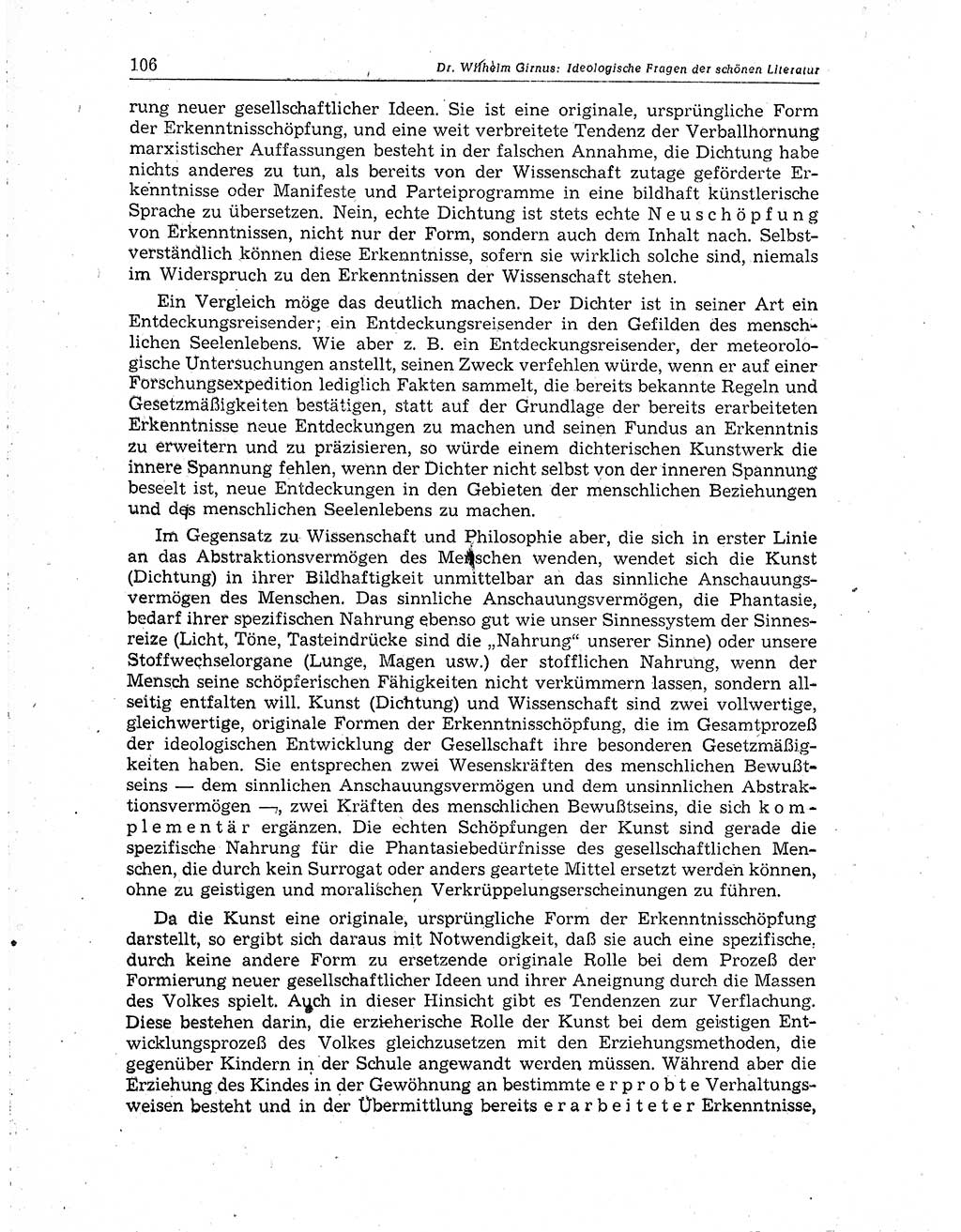 Neuer Weg (NW), Organ des Zentralkomitees (ZK) der SED (Sozialistische Einheitspartei Deutschlands) für Fragen des Parteiaufbaus und des Parteilebens, 10. Jahrgang [Deutsche Demokratische Republik (DDR)] 1955, Seite 106 (NW ZK SED DDR 1955, S. 106)