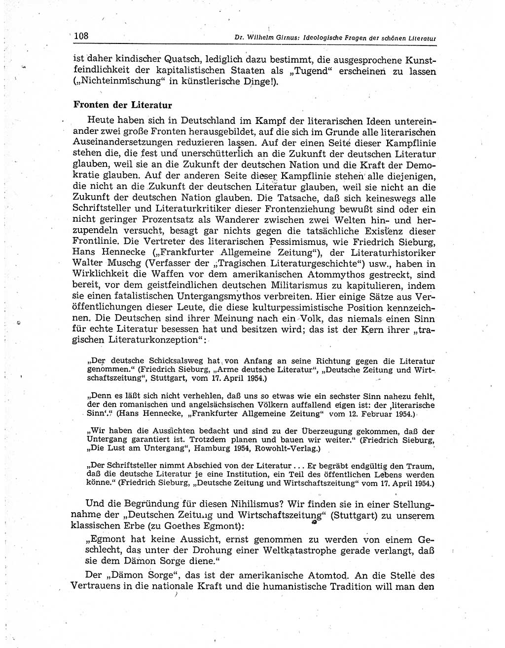 Neuer Weg (NW), Organ des Zentralkomitees (ZK) der SED (Sozialistische Einheitspartei Deutschlands) für Fragen des Parteiaufbaus und des Parteilebens, 10. Jahrgang [Deutsche Demokratische Republik (DDR)] 1955, Seite 108 (NW ZK SED DDR 1955, S. 108)