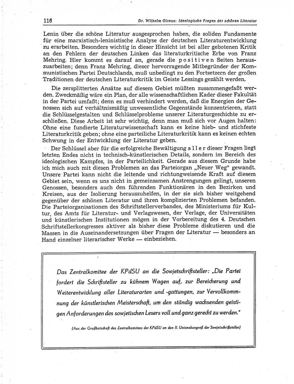 Neuer Weg (NW), Organ des Zentralkomitees (ZK) der SED (Sozialistische Einheitspartei Deutschlands) für Fragen des Parteiaufbaus und des Parteilebens, 10. Jahrgang [Deutsche Demokratische Republik (DDR)] 1955, Seite 116 (NW ZK SED DDR 1955, S. 116)