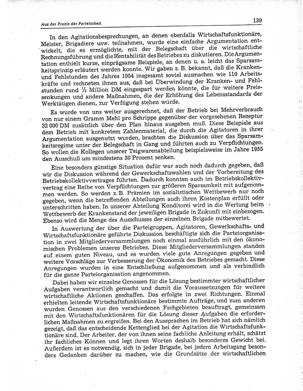 Neuer Weg (NW), Organ des Zentralkomitees (ZK) der SED (Sozialistische Einheitspartei Deutschlands) für Fragen des Parteiaufbaus und des Parteilebens, 10. Jahrgang [Deutsche Demokratische Republik (DDR)] 1955, Seite 139 (NW ZK SED DDR 1955, S. 139)