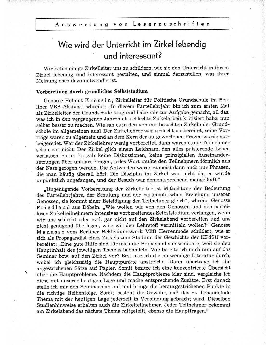 Neuer Weg (NW), Organ des Zentralkomitees (ZK) der SED (Sozialistische Einheitspartei Deutschlands) für Fragen des Parteiaufbaus und des Parteilebens, 10. Jahrgang [Deutsche Demokratische Republik (DDR)] 1955, Seite 143 (NW ZK SED DDR 1955, S. 143)