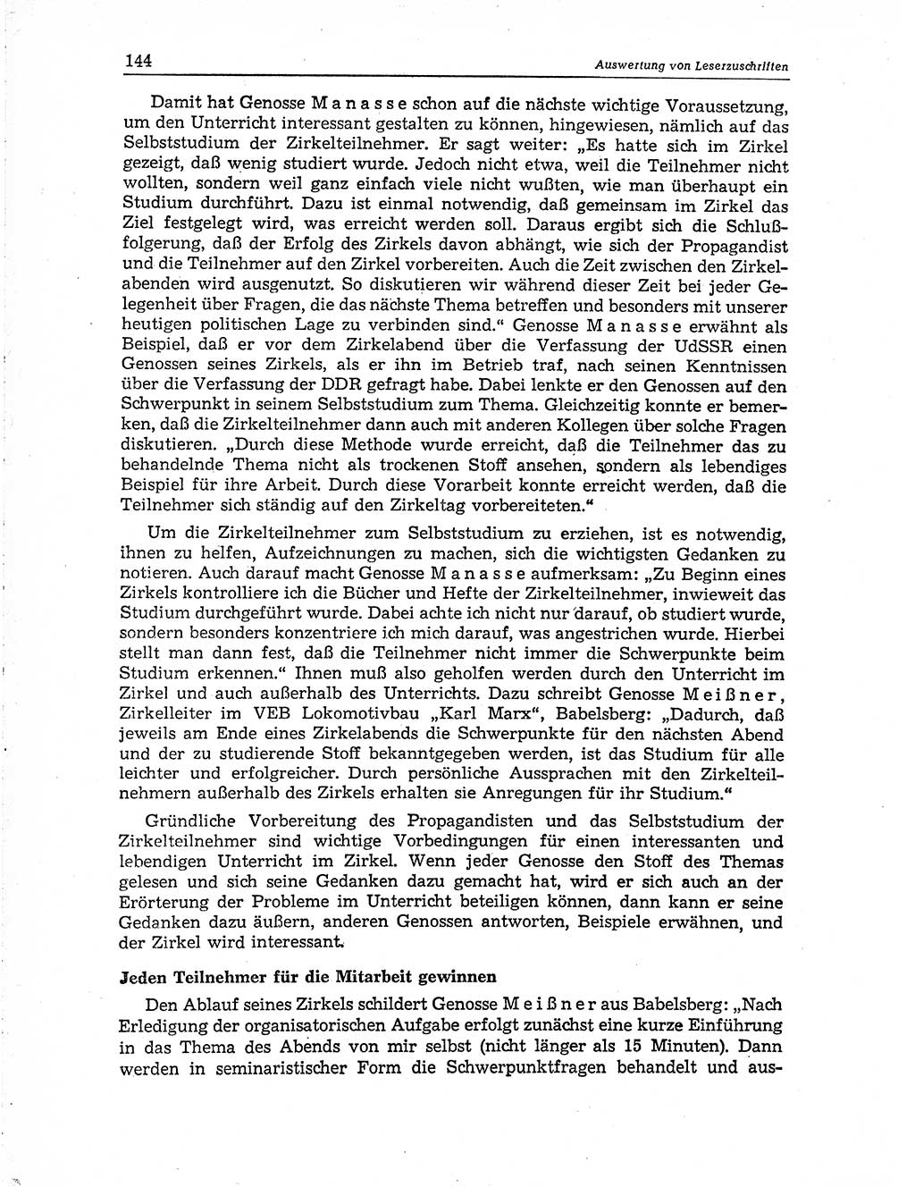 Neuer Weg (NW), Organ des Zentralkomitees (ZK) der SED (Sozialistische Einheitspartei Deutschlands) für Fragen des Parteiaufbaus und des Parteilebens, 10. Jahrgang [Deutsche Demokratische Republik (DDR)] 1955, Seite 144 (NW ZK SED DDR 1955, S. 144)