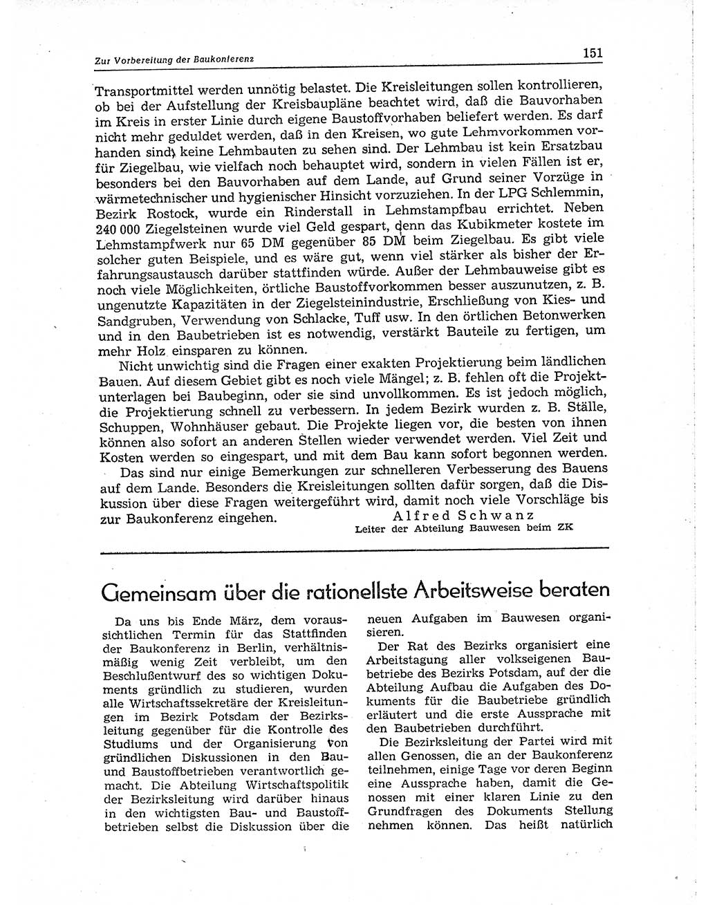 Neuer Weg (NW), Organ des Zentralkomitees (ZK) der SED (Sozialistische Einheitspartei Deutschlands) für Fragen des Parteiaufbaus und des Parteilebens, 10. Jahrgang [Deutsche Demokratische Republik (DDR)] 1955, Seite 151 (NW ZK SED DDR 1955, S. 151)